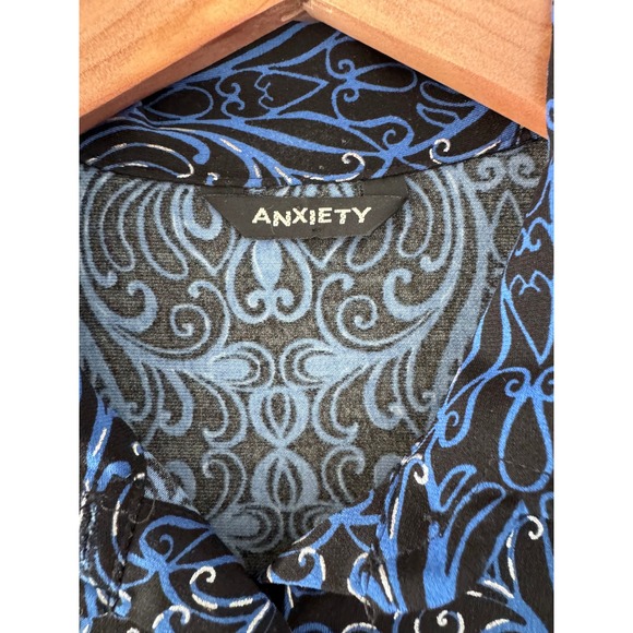 Retro 90s Inspired Whimsigoth Paisley Button Down Three Quarter Bell Sleeves - Picture 2 of 4